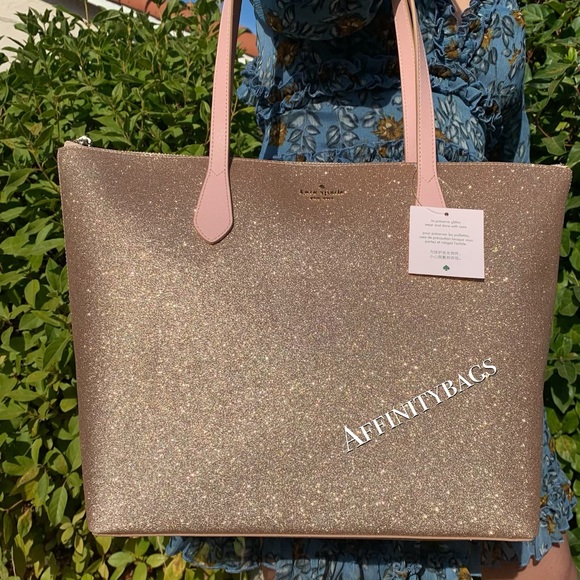 kate spade Handbags - Kate spade large joeley Rose gold glitter Tote
